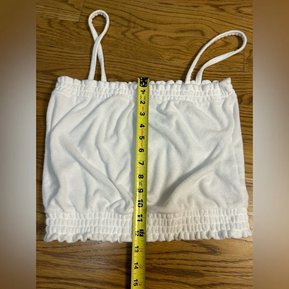 J Crew Smocked Towel Terry Tank Top White‎